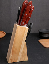 Набор ножей 7 предметов (5 ножей+ножницы+мусат) на подставке 4474193