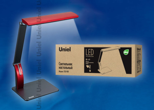 Светильник настольный UNIEL TLD-503 Red LED 546lm 5000K с диммер USBпорт красный 06533 8W