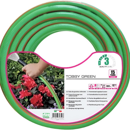 Шланг 1/2" армированный пищевой TOBBY GREEN (бухта 25м)