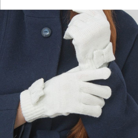 Перчатки женские короткие текстиль р-р 18 Бант белые 3718758