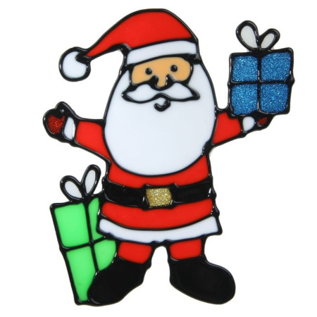 Наклейка для окна Дед Мороз и два подарка 12х14,5 1399670