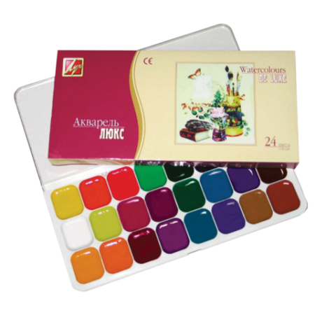 Краски акварельные художественные 24 цвета Луч Люкс на гуммиарабике без кисти 14С1039-08