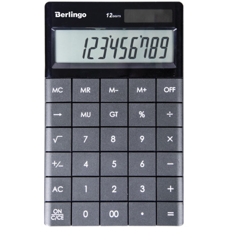 Калькулятор настольный 12 разрядов CIA_100 Berlingo двойное питание 165х105х13 мм антрацит