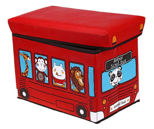 Пуфик складной Автобус с животными, красный 648346
