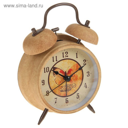 Часы-будильник d11,5см под старину Бабочка 1717025