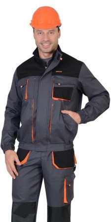 Куртка Манхеттен укороченная темно-серая/оранжевый/черный размер 48-50/182-188