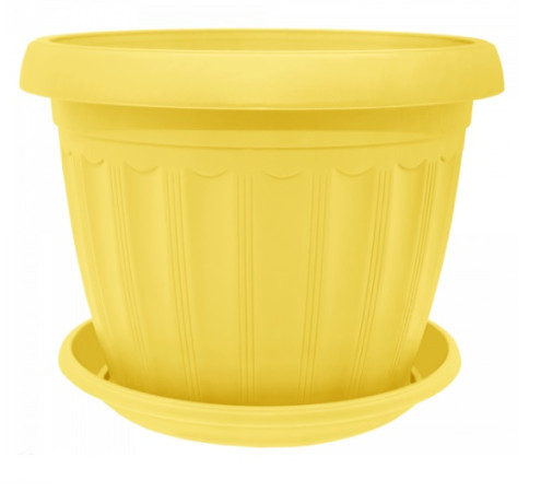 Горшок с поддоном Терра 12х9 (0,55л) желтый