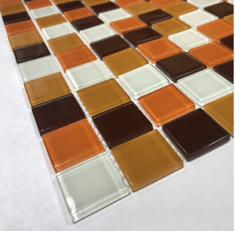 Мозаика стеклянная (300х300х4) СВ806 рыже-коричненый микс (Elada Mosaic, Китай)