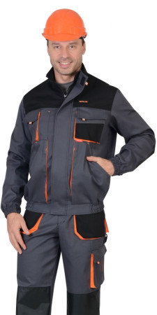 Куртка Манхеттен укороченная темно-серая/оранжевый/черный размер 56-58/170-176