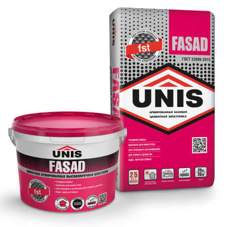 Шпатлевка цементная армированная FASAD (20кг) Юнис