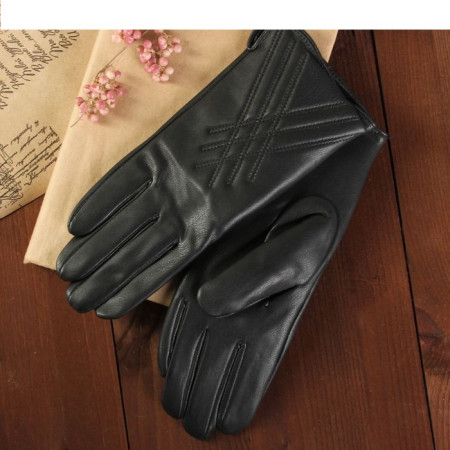 Перчатки женские короткие искусственная кожа р21 черные с подкладом 1906511