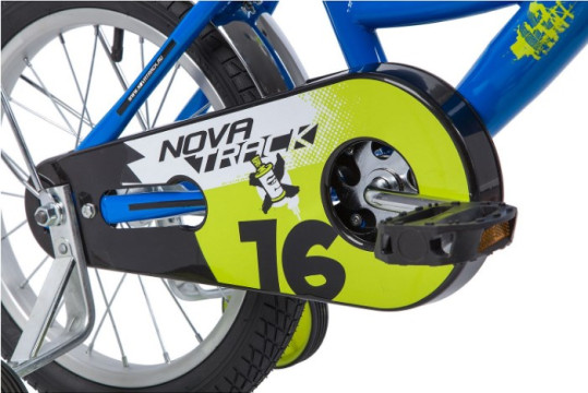 Велосипед NOVATRACK 16", URBAN, синий, полная защита цепи, тормоз ножной , крылья и багажник хромированные