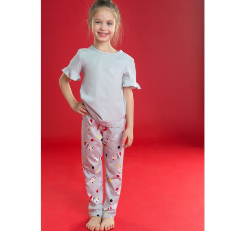 Пижама для девочки кулирка рост 116-122 см MINAKU серая 3891246
