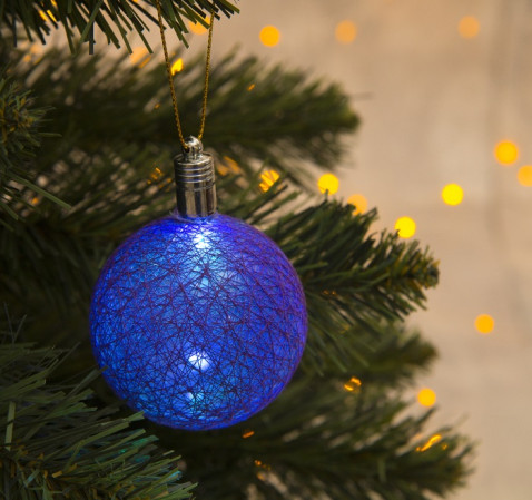 Украшение новогоднее световое Елочный шар 6см фиолетовый