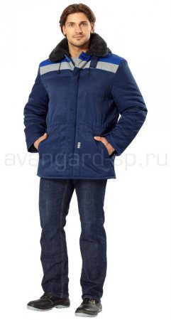 Куртка утепленная Бригада синий/василек СОП пуговицы размер 56-58/170-176