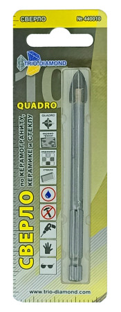 Сверло по керамограниту керамике и стеклу 10мм TRIO DIAMOND Quadro 440010