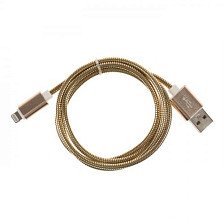 Шнур USB,1 А, 1 м, оплётка металл, золото 2360713
