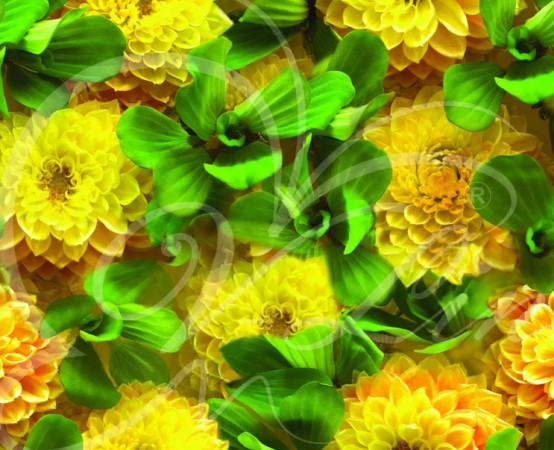 Покрытие напольное (0,65х15) фото FV22 желто-зеленые цветы