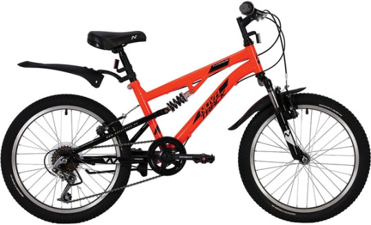 Велосипед NOVATRACK 20" TITANIUM, оранжевый, сталь, 6 скор, Power, V-Brake