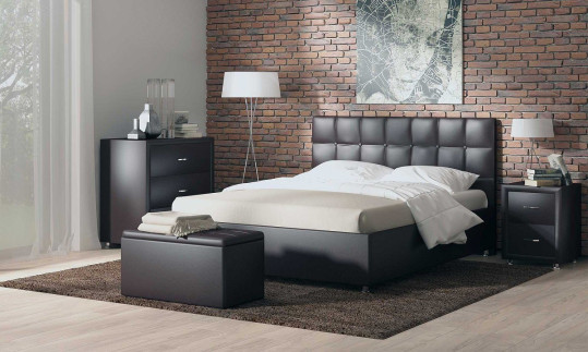 Кровать Tivoli 160 с осн, экокожа коричневая 1700х2100х1100 