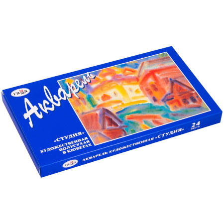 Краски акварельные художественные 24 цвета Гамма Студия кювет картонная упаковка