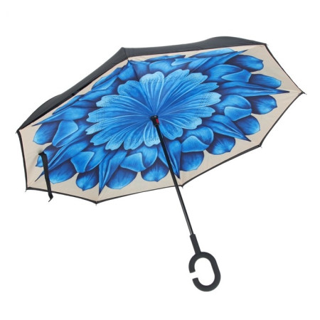 Зонт наоборот полуавтомат d106 Пышный цвет сине-черный 3542609
