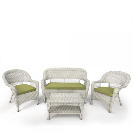 Набор мебели искусственный ротанг LV130 (стол+диван+2 кресла) White