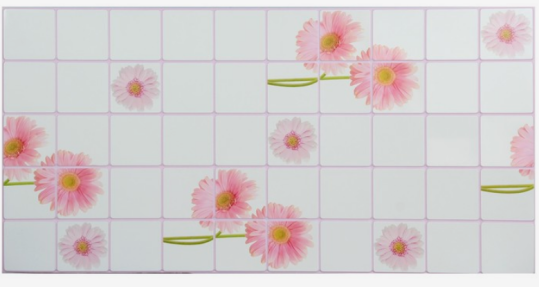 Панель декоративная "Плитка" Розовые герберы (0,955х0,48м)