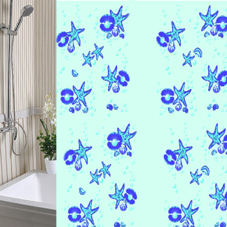 Штора для ванной комнаты 180х180см А-СТИЛЬ Морская звезда голубая полиэтилен с кольцами SWS.04.Mzv/BL