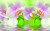 Стол М50 "Диамант" со стеклянной вставкой орхидея на воде зелен/металл, гнутые с утонением/металл,1100х680/1400 ТР