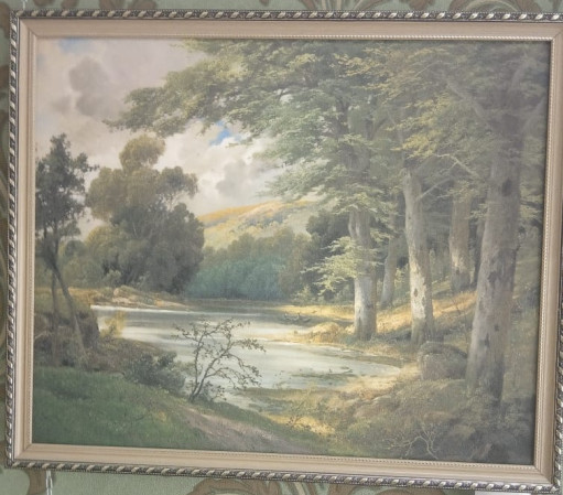 Картина 600х500 Лесное озеро (багет №6)