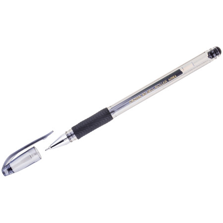 Ручка гелевая черная 0,7 мм Crown корпус прозрачный резиновый держатель 209477
