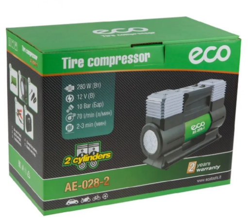 Компрессор автомобильный ECO AE-028-2 70 л/мин