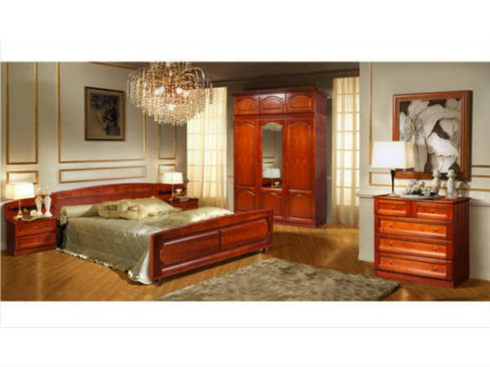 Набор мебели для спальни Купава (кровать, 2 тумбы, шкаф), ольха б/м, вишня Распродажа