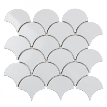 Мозаика (29.3х27.4) Homework Fan Shape White Glossy (BF1911) (на сетке) (Starmosaic, Испания)