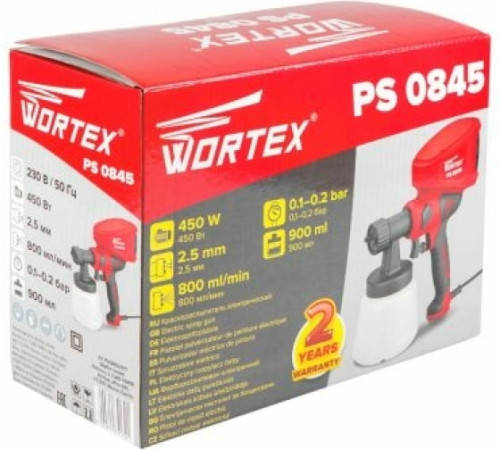 Краскораспылитель электрический WORTEX PS 0845 450 Вт, 0,9 л, 800 мл/мин