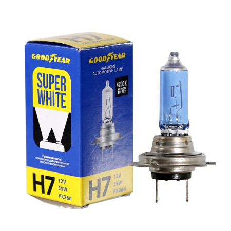 Лампа галогенная  GOODYEAR  H7 12V 55W Super White (017126) (PX26d)