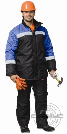 Куртка утепленная Гастарбайтер черный/васильковый СОП размер 56-58/170-176