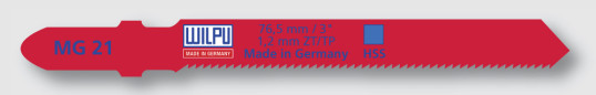 Пилка для электролобзика для тонкого листового металла от 1,2 до 2мм криволинейный рез MG 21 WILPU 0256000005 1шт