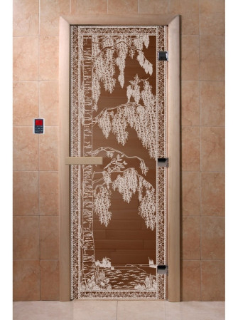 Дверь для сауны стекло (1,9х0,7) бронза Березка коробка липа