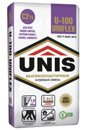 Клей плиточный высокоэластичный UNIFLEX U-100 25кг Юнис