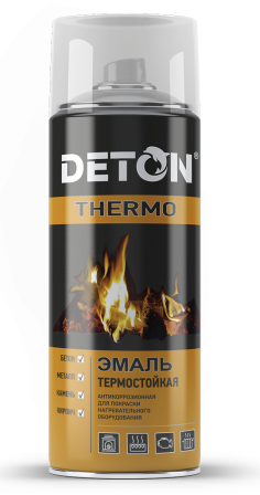 Эмаль аэрозольная термостойкая черная (520мл) Deton