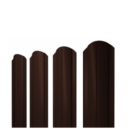 Штакетник круглый фигурный двухсторонний 0,45х100х1800 коричневый