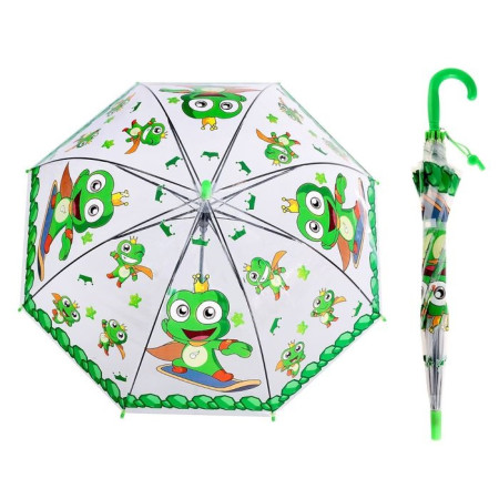 Зонт детский полуавтомат d74 прозр Царевна лягушка зелен 1861161