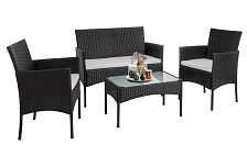 Набор мебели искуственный ротанг Доминика (стол 70х40 + 2 кресла + диван) темно-коричневый