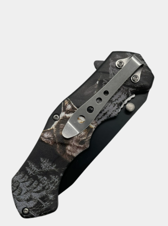 Нож складной BG Волк пластиковая рукоять 11,5см, клинок 20см, с фиксатором, цвет болотный 702996