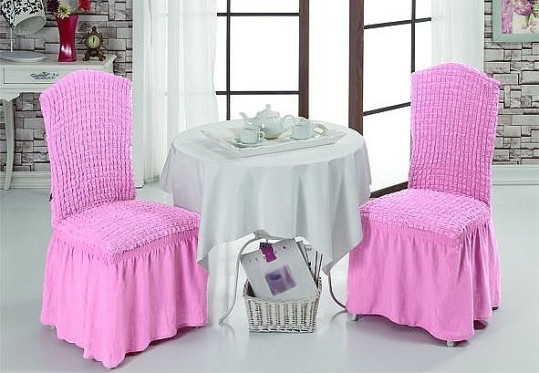Чехол на стул с оборкой К026 розовый