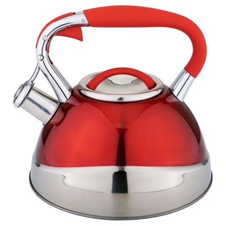 Чайник нержавеющая  сталь 3,0 л со свистком красный WEBBER ВЕ-0557