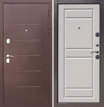 Дверь входная Трио Медный антик/ясень белый 860х2050 Правая 10см