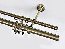 Карниз металлический гладкий d25 мм СМ-2452-2Р золото антик 2,4 м